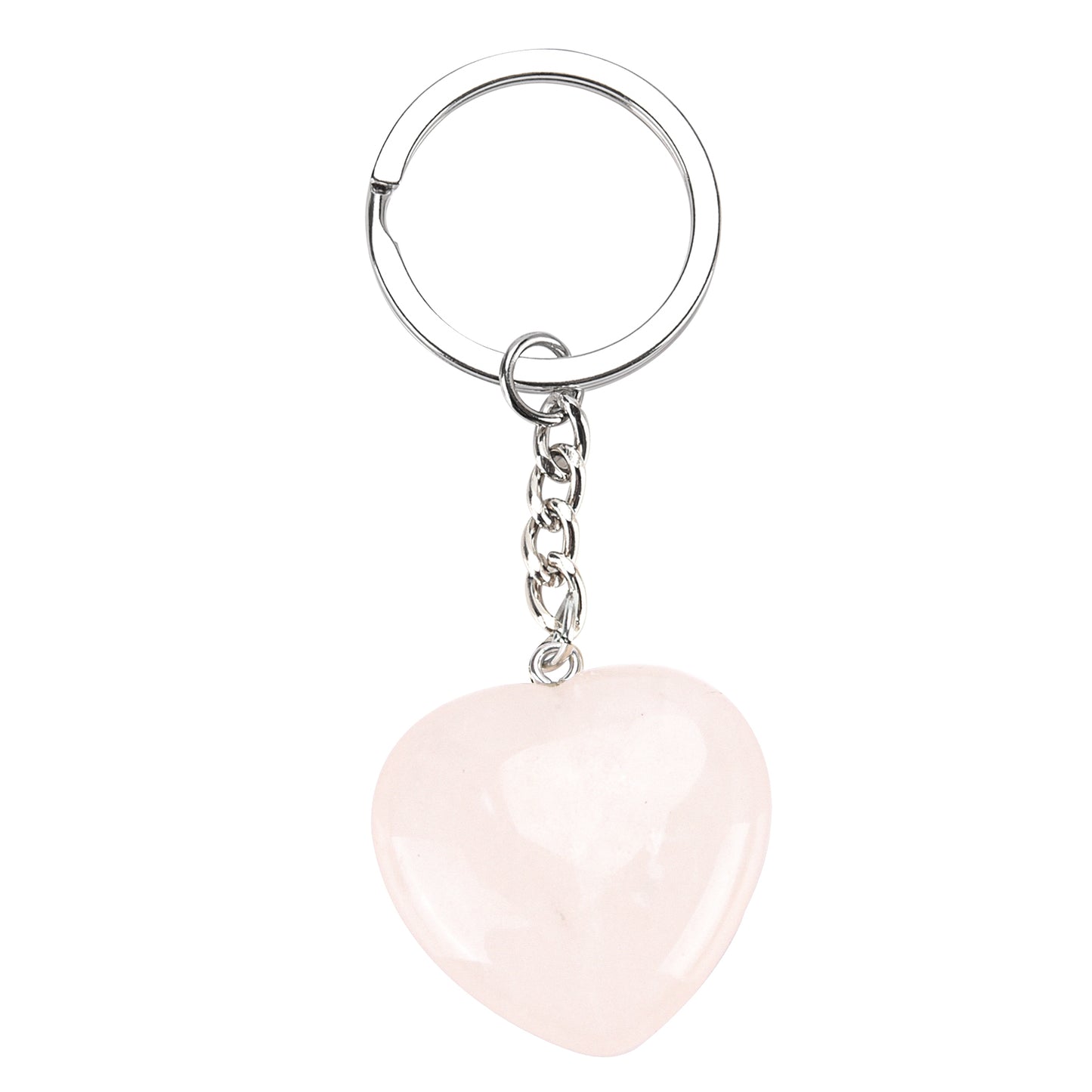 Pink Rosa Quartz Love Heart Keychain