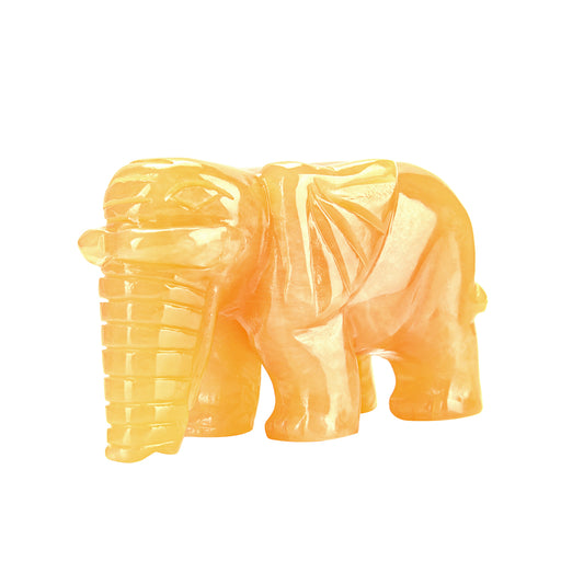 Yellow Jade Carved Healing Crystals Gemstones Elephant Statue 【4inch 】