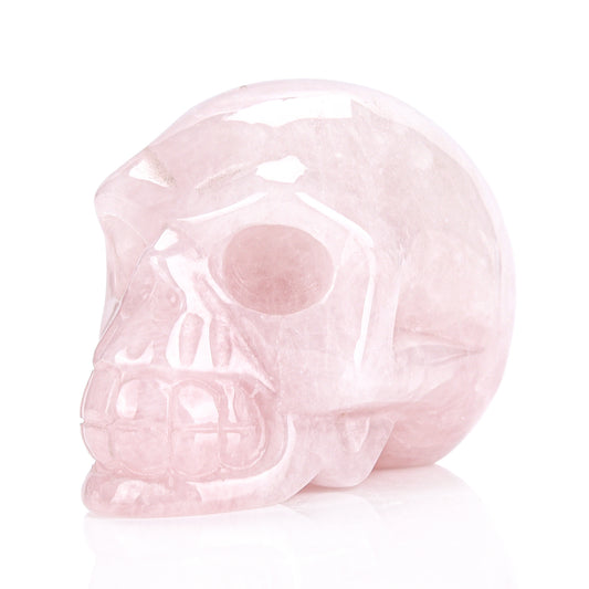 3 Inch Pink Rosa Quartz Hand-Carved  Crystal Skull