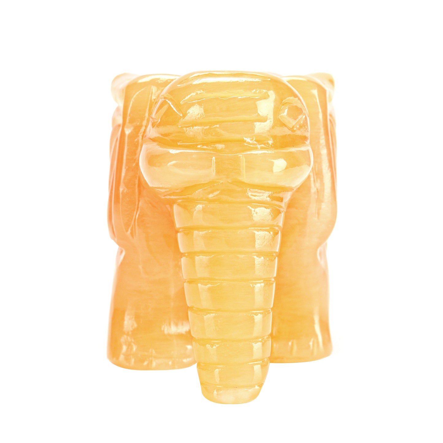 Yellow Jade Carved Healing Crystals Gemstones Elephant Statue 【4inch 】