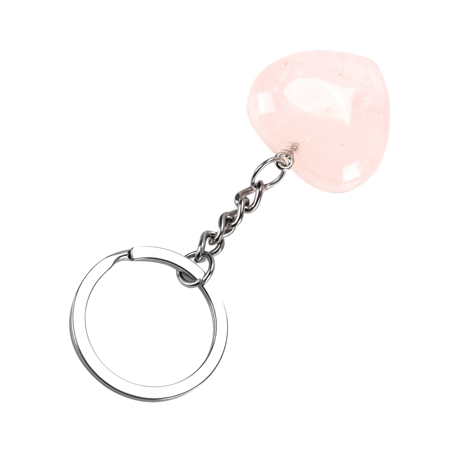 Pink Rosa Quartz Love Heart Keychain